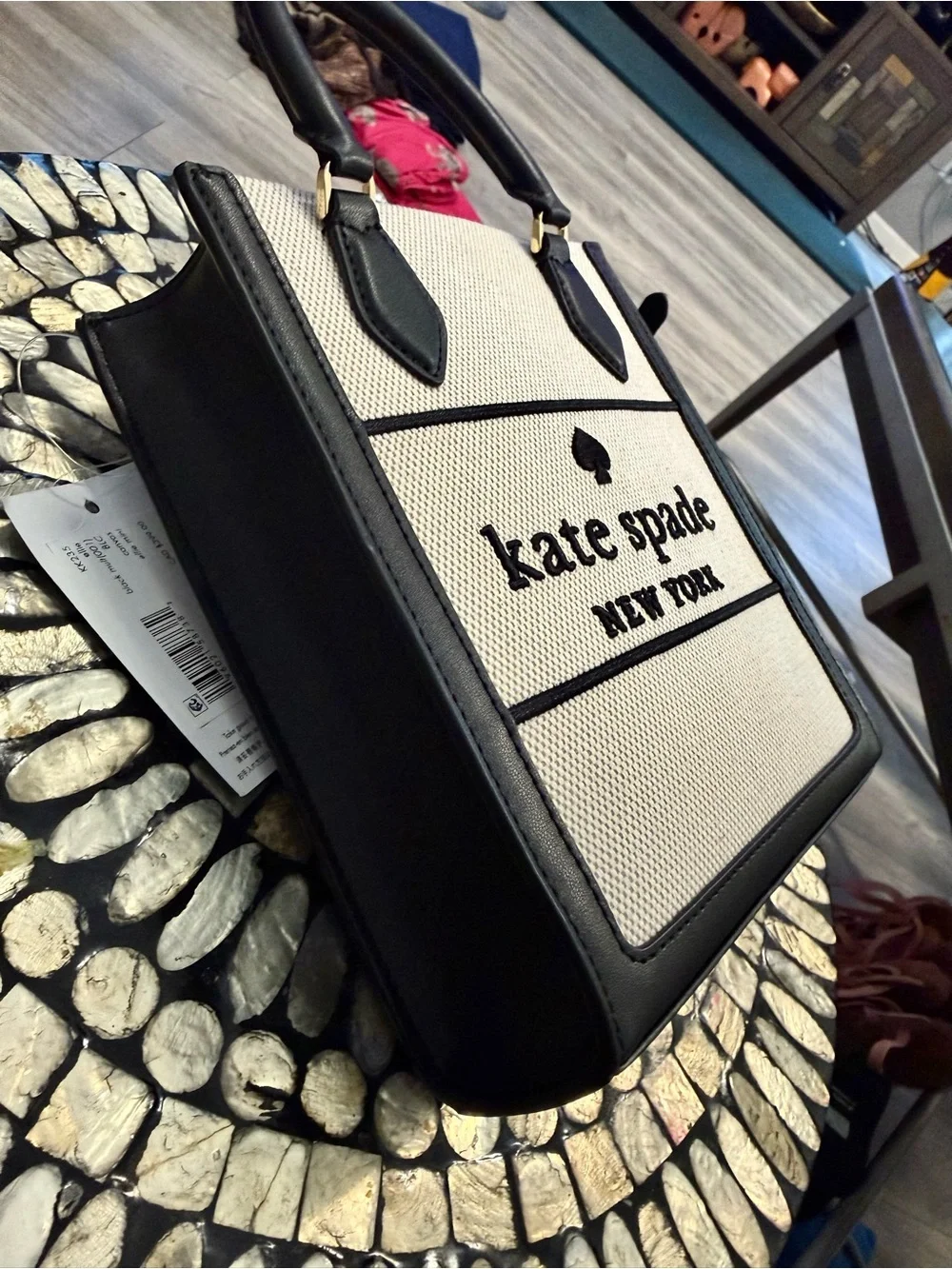 kate spade Cream and Black Mini Tote Crossbody